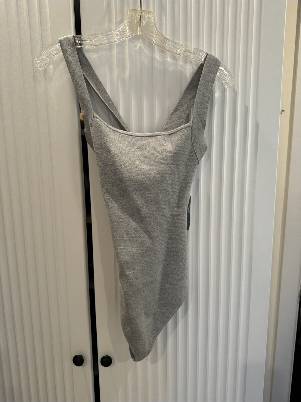 Abercrombie & Fitch Light Gray Ribbed Square-Neck Bodysuit